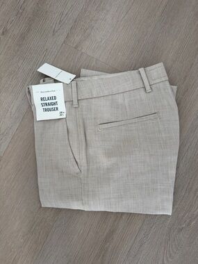 Abercrombie & Fitch Relaxed Straight Trousers in Light Beige